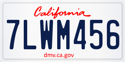 CA license plate 7LWM456