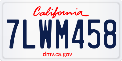 CA license plate 7LWM458