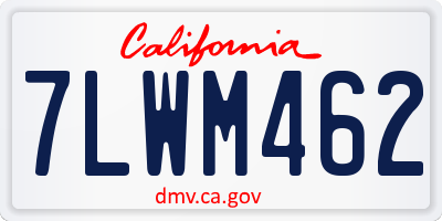 CA license plate 7LWM462