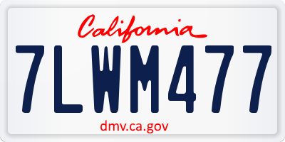 CA license plate 7LWM477