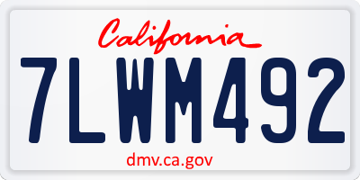 CA license plate 7LWM492