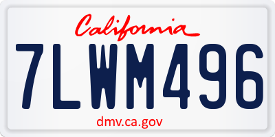 CA license plate 7LWM496