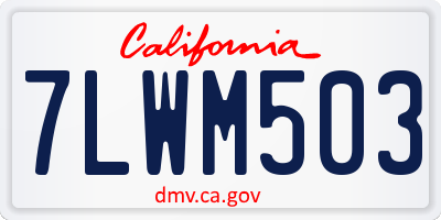 CA license plate 7LWM503