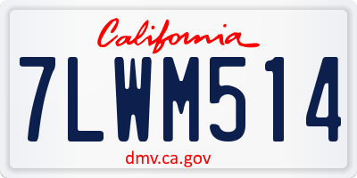 CA license plate 7LWM514