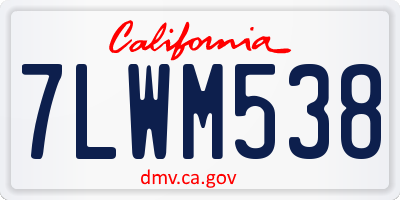 CA license plate 7LWM538