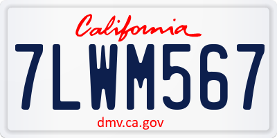 CA license plate 7LWM567
