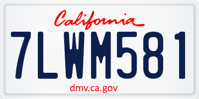 CA license plate 7LWM581