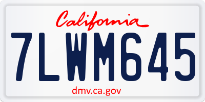 CA license plate 7LWM645