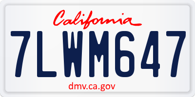 CA license plate 7LWM647