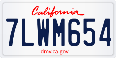 CA license plate 7LWM654