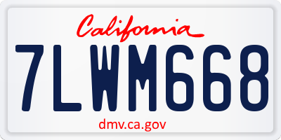 CA license plate 7LWM668