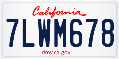 CA license plate 7LWM678