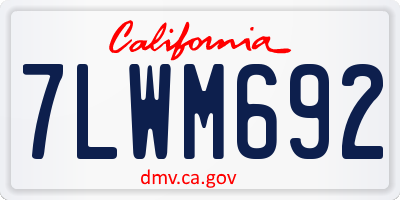CA license plate 7LWM692