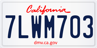 CA license plate 7LWM703