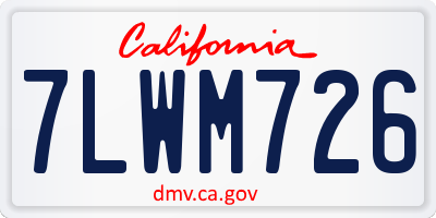 CA license plate 7LWM726