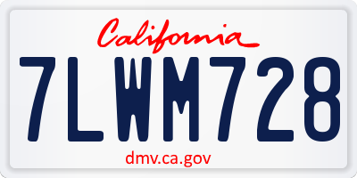 CA license plate 7LWM728