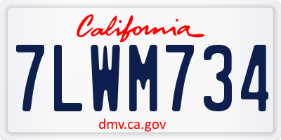 CA license plate 7LWM734