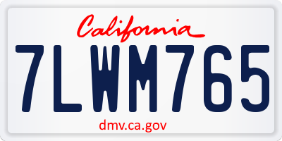 CA license plate 7LWM765