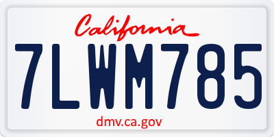 CA license plate 7LWM785