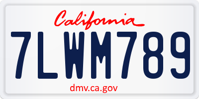 CA license plate 7LWM789