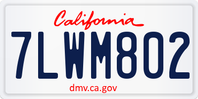 CA license plate 7LWM802