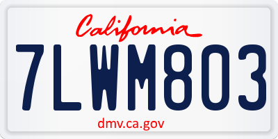 CA license plate 7LWM803