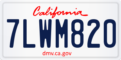 CA license plate 7LWM820