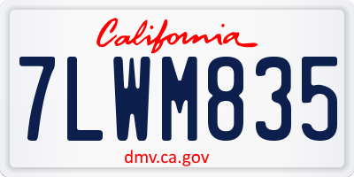 CA license plate 7LWM835