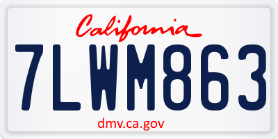 CA license plate 7LWM863