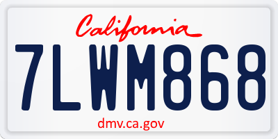 CA license plate 7LWM868