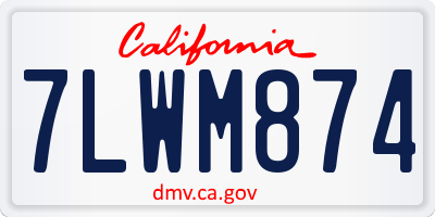 CA license plate 7LWM874