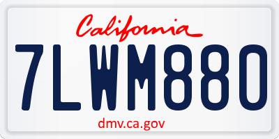 CA license plate 7LWM880