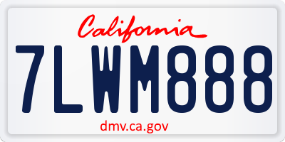 CA license plate 7LWM888
