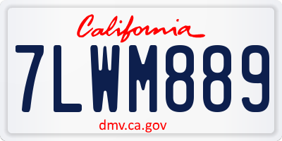 CA license plate 7LWM889