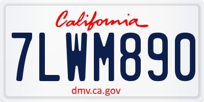 CA license plate 7LWM890