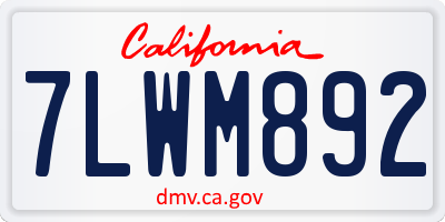 CA license plate 7LWM892