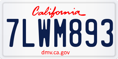CA license plate 7LWM893