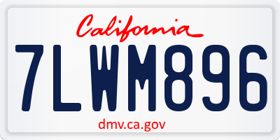 CA license plate 7LWM896