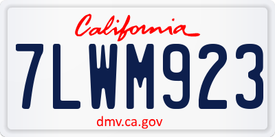 CA license plate 7LWM923
