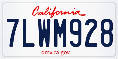 CA license plate 7LWM928