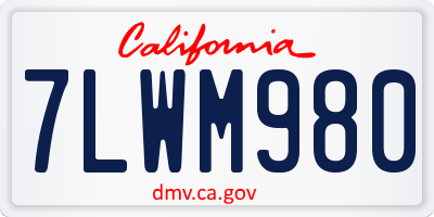 CA license plate 7LWM980