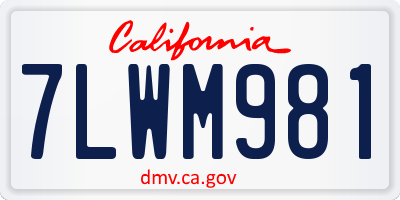 CA license plate 7LWM981