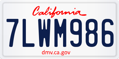 CA license plate 7LWM986