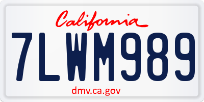 CA license plate 7LWM989