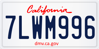 CA license plate 7LWM996