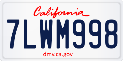 CA license plate 7LWM998