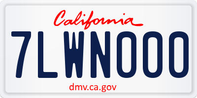 CA license plate 7LWN000