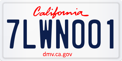 CA license plate 7LWN001