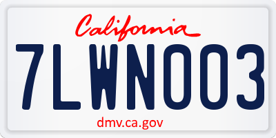 CA license plate 7LWN003