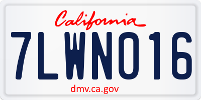 CA license plate 7LWN016